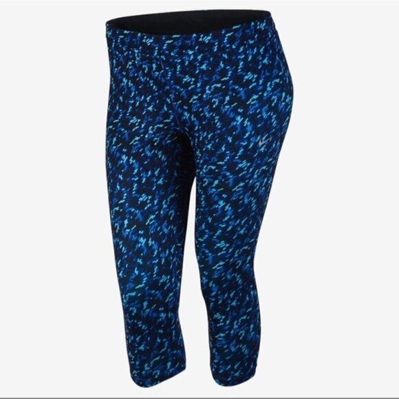 Nike Pronto Essential Running Cropped Blue Green Workout Leggings Size Medium - Picture 1 of 12